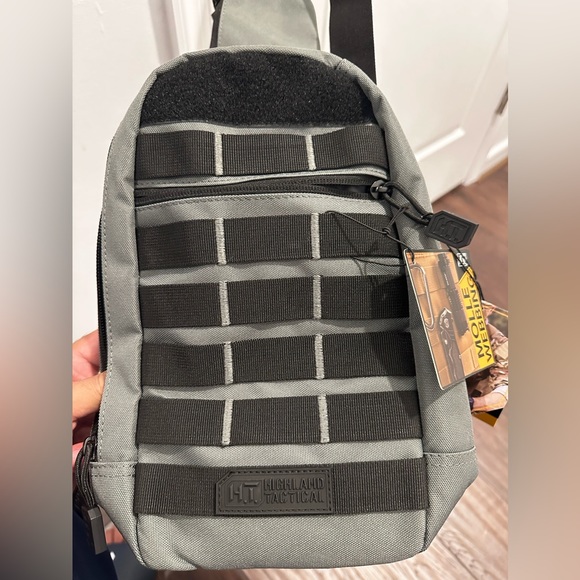 Highland Tactical EXPO Molle Webbing Crossbody Bag Adjustable Sling Bag - Gray - Picture 10 of 12